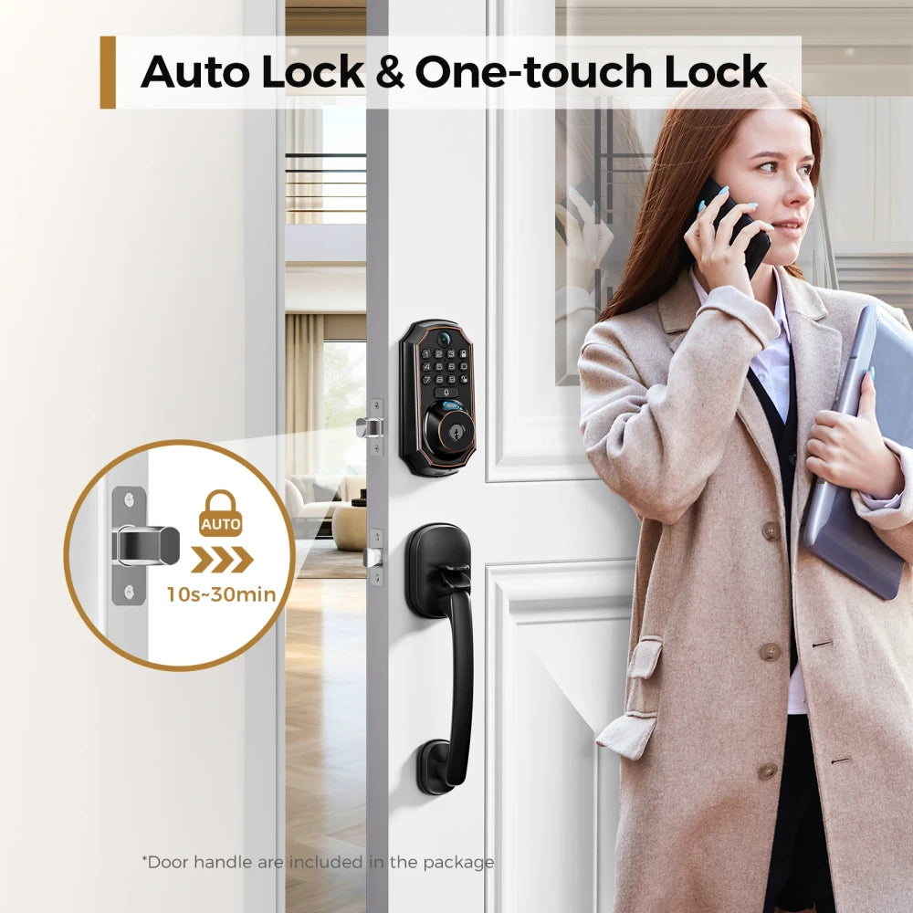 Arpha D280W WIFI Keyless Entry Door Lock 5-in-1 Smart Fingerprint Deadbolt w/ Keypad Electronic Deadbolt Auto-Lock One Touch Loc